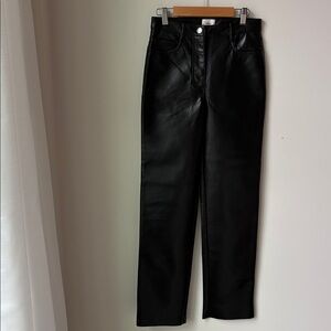 Wilfred Aritzia The Melina Super High Rise Pants in Black Vegan Leather Size 0